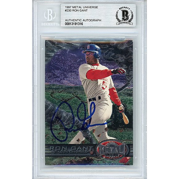 Ron Gant Cardinals Signed '97 Metal Universe Baseball Card Beckett BAS Autograph - Picture 1 of 4